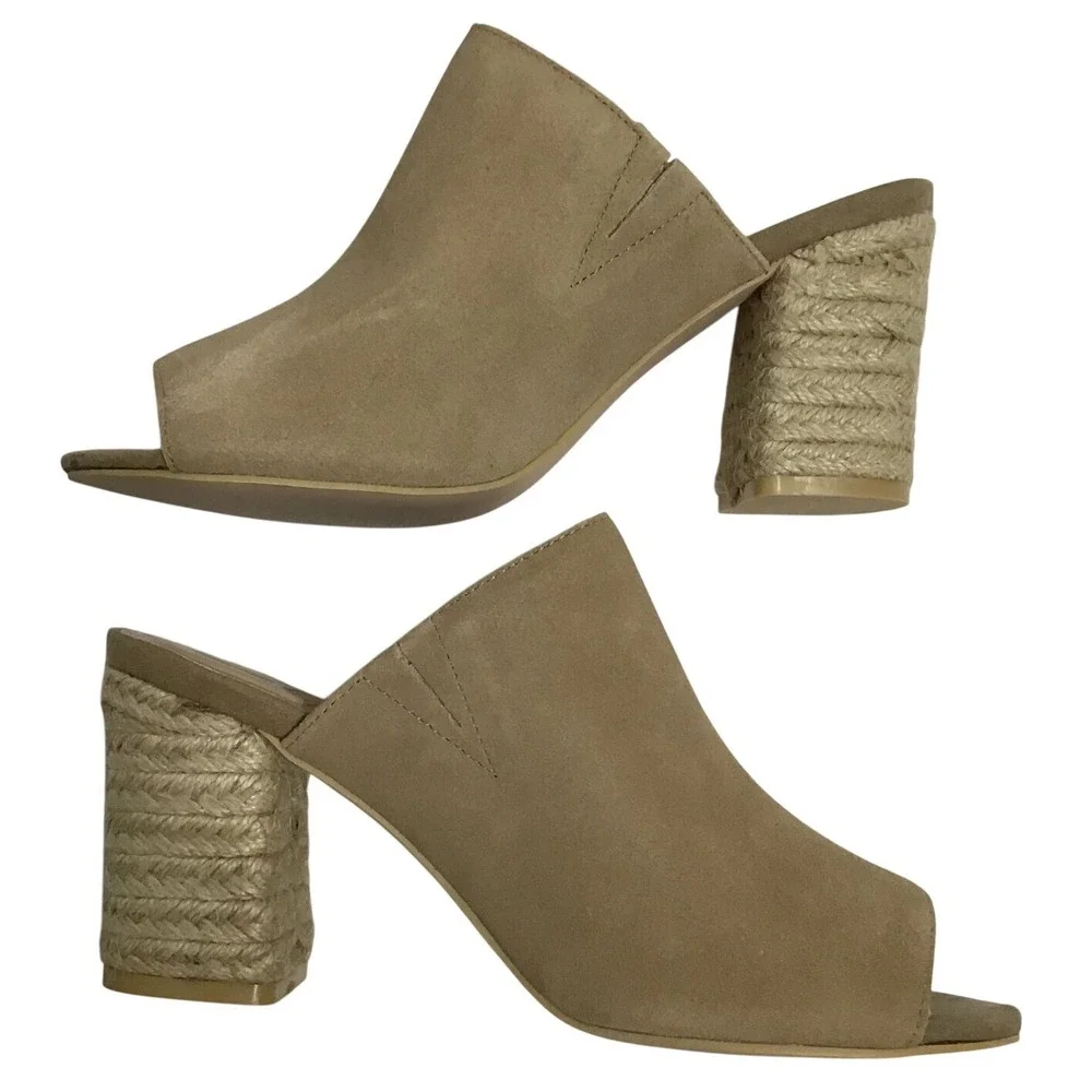Sbicca Helena Womens‎ Natural Suede Open Toe Blocked Heel Espadrille Size 9